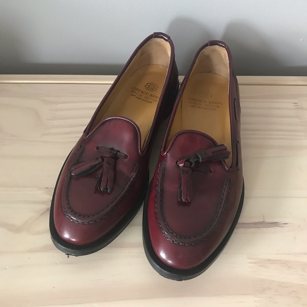 Lorenzo Banfi Burgundy Leather Loafers